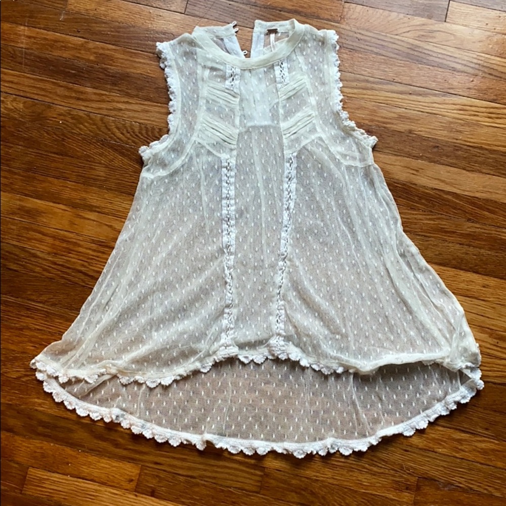 Free People lace sleeveless white delicate shirt